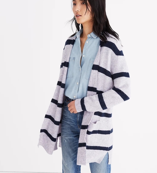 Madewell Kent Open Cardigan Sweater in Stripes - Picture 2 of 9